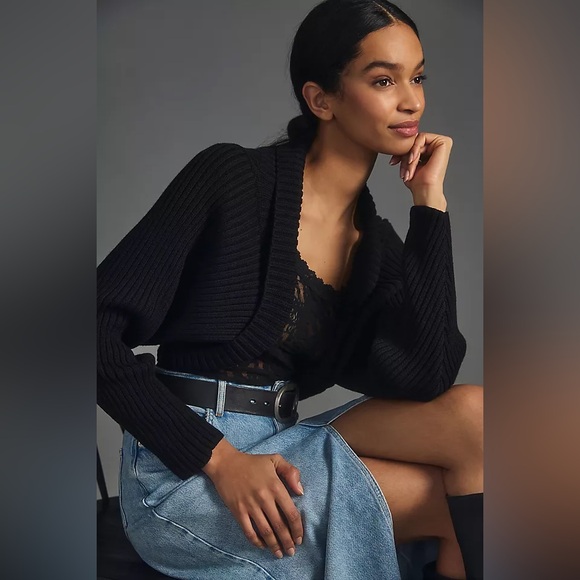 525 America Sweaters - Cocoon Shrug in Black by 525 AMERICA